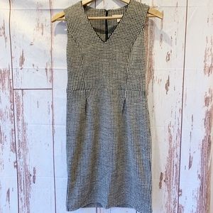 Banana Republic Houndstooth & leather trim dress